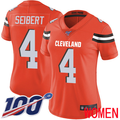 Cleveland Browns Austin Seibert Women Orange Limited Jersey 4 NFL Football Alternate 100th Season Vapor Untouchable